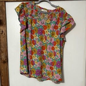 Umgee Colorful Floral Blouse
